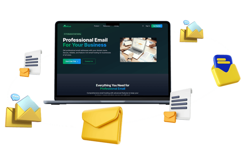 image Professional Email Hosting Dashboard Illustration